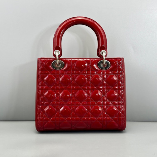 Dior Medium Lady Dior Patent Calfskin Red