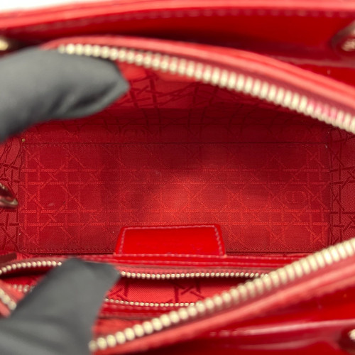 Dior Medium Lady Dior Patent Calfskin Red