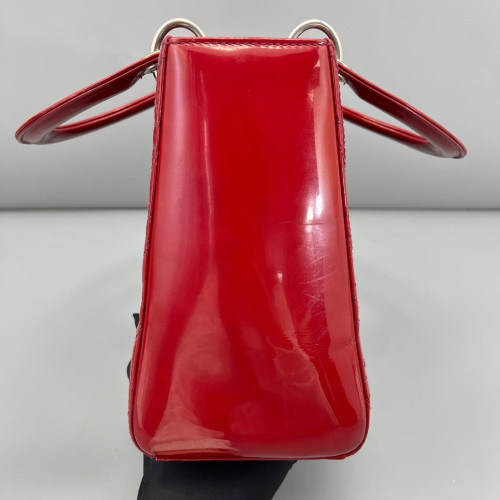 Dior Medium Lady Dior Patent Calfskin Red