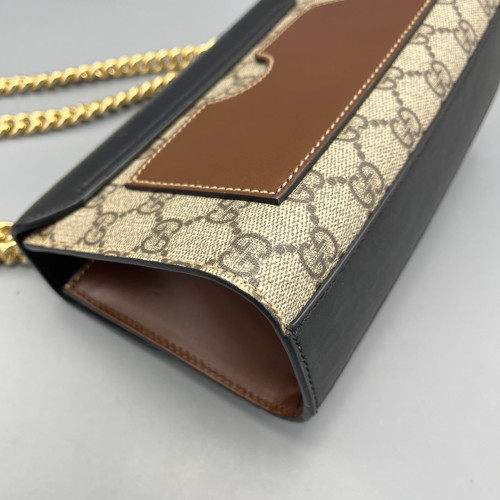 Gucci Small Padlock Shoulder Bag GG Monogram Black Brown Gucci Small Padlock Shoulder Bag GG Monogram Black Brown