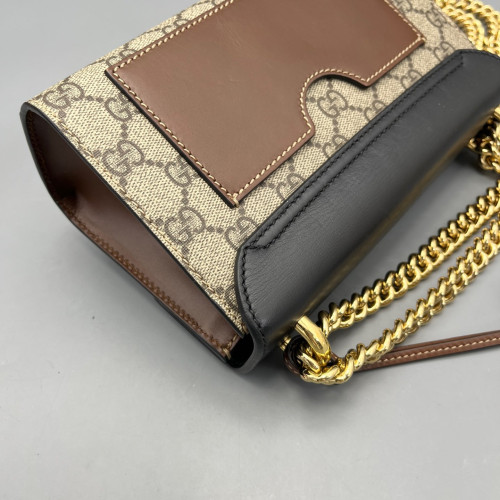 Gucci Small Padlock Shoulder Bag GG Monogram Black Brown Gucci Small Padlock Shoulder Bag GG Monogram Black Brown