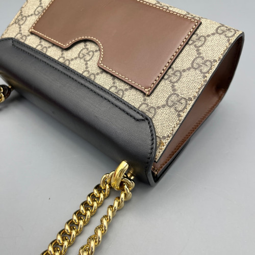 Gucci Small Padlock Shoulder Bag GG Monogram Black Brown Gucci Small Padlock Shoulder Bag GG Monogram Black Brown