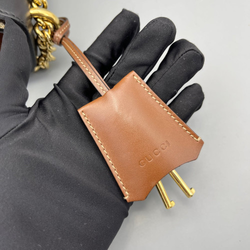 Gucci Small Padlock Shoulder Bag GG Monogram Black Brown Gucci Small Padlock Shoulder Bag GG Monogram Black Brown