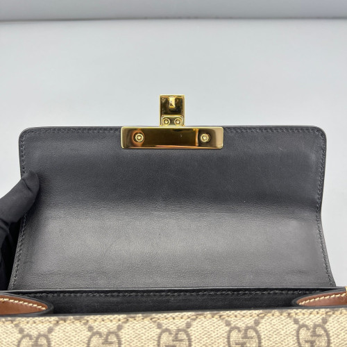 Gucci Small Padlock Shoulder Bag GG Monogram Black Brown Gucci Small Padlock Shoulder Bag GG Monogram Black Brown
