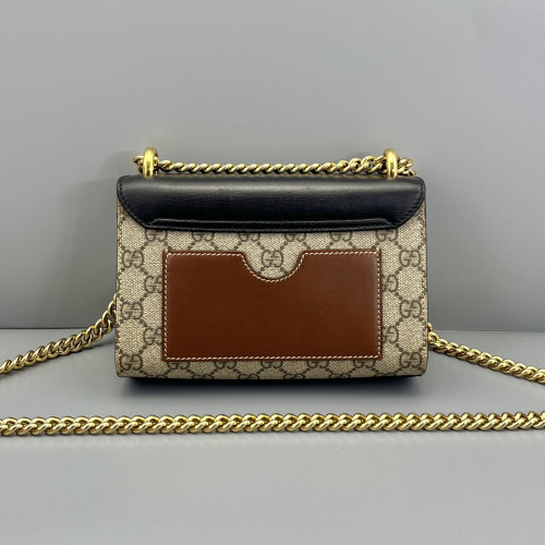 Gucci Small Padlock Shoulder Bag GG Monogram Black Brown Gucci Small Padlock Shoulder Bag GG Monogram Black Brown