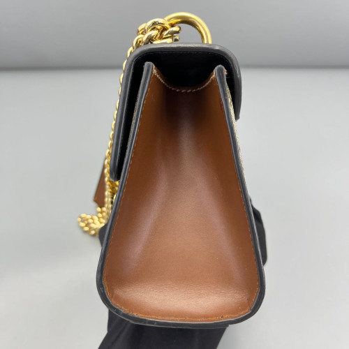 Gucci Small Padlock Shoulder Bag GG Monogram Black Brown Gucci Small Padlock Shoulder Bag GG Monogram Black Brown