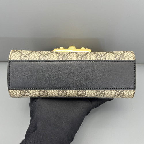 Gucci Small Padlock Shoulder Bag GG Monogram Black Brown Gucci Small Padlock Shoulder Bag GG Monogram Black Brown