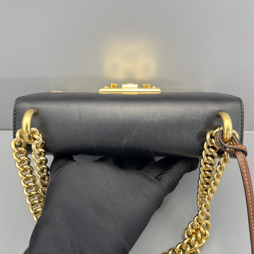 Gucci Small Padlock Shoulder Bag GG Monogram Black Brown Gucci Small Padlock Shoulder Bag GG Monogram Black Brown