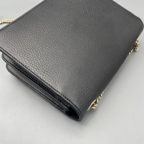 Gucci Small Interlocking G Shoulder Bag Grained Calfskin Black