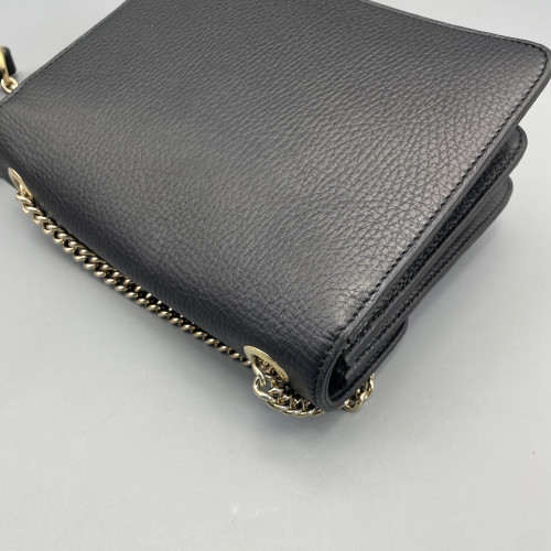 Gucci Small Interlocking G Shoulder Bag Grained Calfskin Black