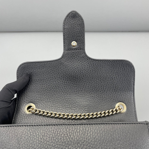 Gucci Small Interlocking G Shoulder Bag Grained Calfskin Black