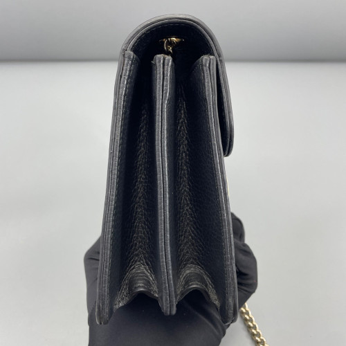Gucci Small Interlocking G Shoulder Bag Grained Calfskin Black