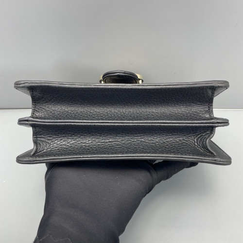Gucci Small Interlocking G Shoulder Bag Grained Calfskin Black
