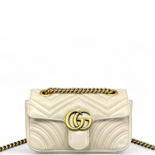 Gucci Chevron Mini GG Marmont Calfskin White Gucci Chevron Mini GG Marmont Calfskin White