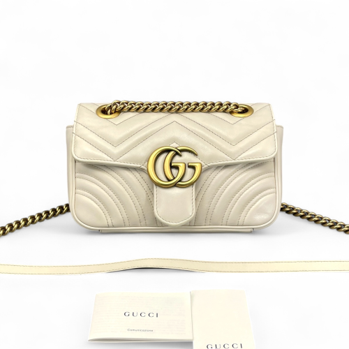 Gucci Chevron Mini GG Marmont Calfskin White Gucci Chevron Mini GG Marmont Calfskin White