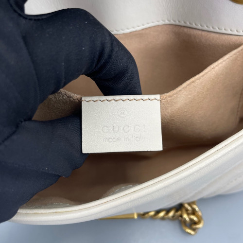 Gucci Chevron Mini GG Marmont Calfskin White Gucci Chevron Mini GG Marmont Calfskin White