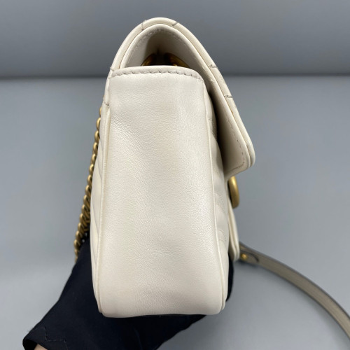 Gucci Chevron Mini GG Marmont Calfskin White Gucci Chevron Mini GG Marmont Calfskin White