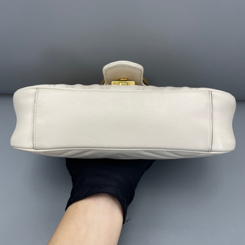 Gucci Chevron Mini GG Marmont Calfskin White Gucci Chevron Mini GG Marmont Calfskin White