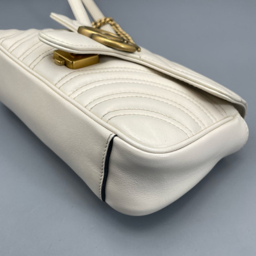 Gucci Chevron Mini GG Marmont Calfskin White Gucci Chevron Mini GG Marmont Calfskin White
