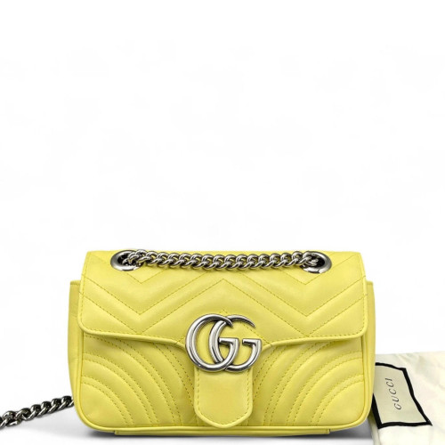 Gucci Chevron Mini GG Marmont Calfskin Light Yellow Gucci Chevron Mini GG Marmont Calfskin Light Yellow