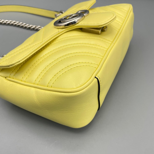 Gucci Chevron Mini GG Marmont Calfskin Light Yellow Gucci Chevron Mini GG Marmont Calfskin Light Yellow