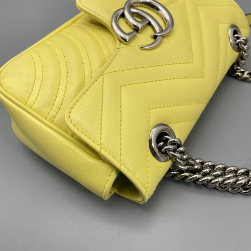 Gucci Chevron Mini GG Marmont Calfskin Light Yellow Gucci Chevron Mini GG Marmont Calfskin Light Yellow