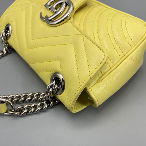 Gucci Chevron Mini GG Marmont Calfskin Light Yellow Gucci Chevron Mini GG Marmont Calfskin Light Yellow