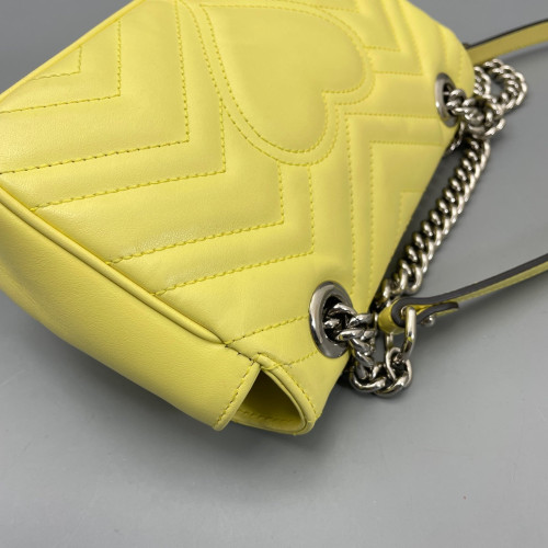 Gucci Chevron Mini GG Marmont Calfskin Light Yellow Gucci Chevron Mini GG Marmont Calfskin Light Yellow