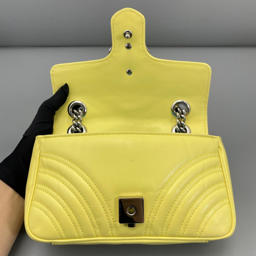 Gucci Chevron Mini GG Marmont Calfskin Light Yellow Gucci Chevron Mini GG Marmont Calfskin Light Yellow
