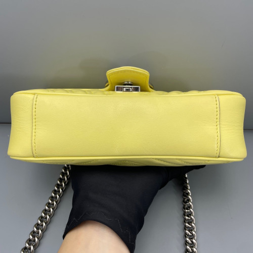 Gucci Chevron Mini GG Marmont Calfskin Light Yellow Gucci Chevron Mini GG Marmont Calfskin Light Yellow