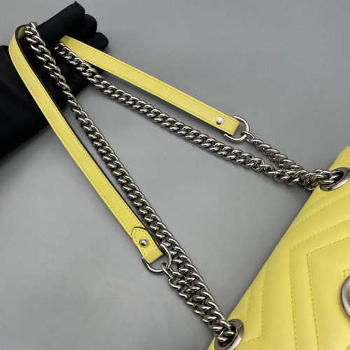 Gucci Chevron Mini GG Marmont Calfskin Light Yellow Gucci Chevron Mini GG Marmont Calfskin Light Yellow