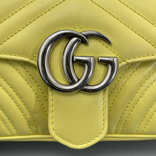 Gucci Chevron Mini GG Marmont Calfskin Light Yellow Gucci Chevron Mini GG Marmont Calfskin Light Yellow