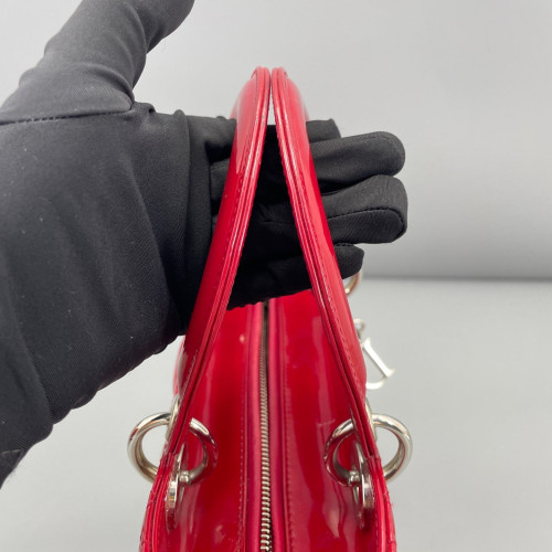 Dior Medium Lady Dior Patent Calfskin Red
