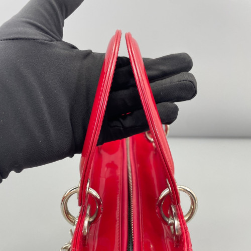 Dior Medium Lady Dior Patent Calfskin Red