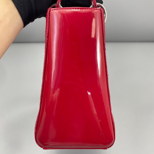 Dior Medium Lady Dior Patent Calfskin Red