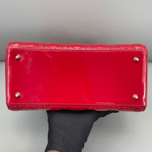 Dior Medium Lady Dior Patent Calfskin Red