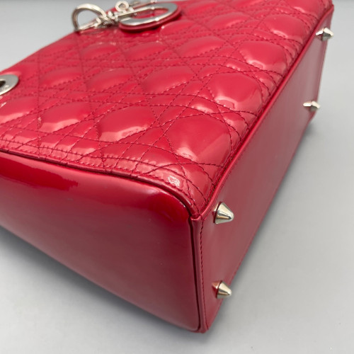 Dior Medium Lady Dior Patent Calfskin Red