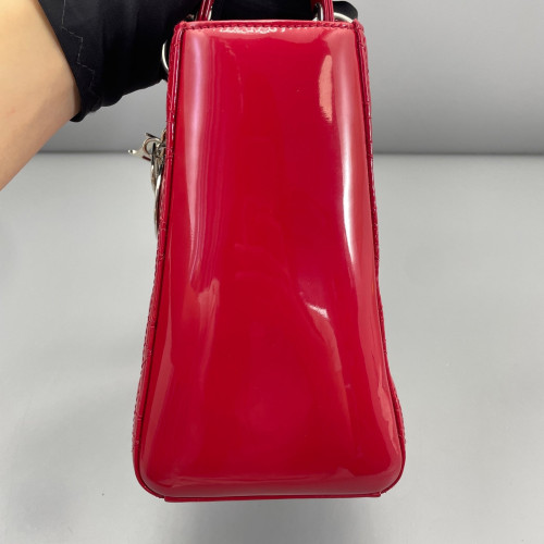 Dior Medium Lady Dior Patent Calfskin Red