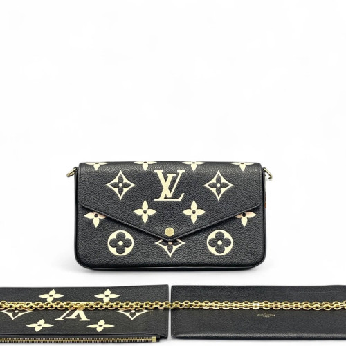 Louis Vuitton Pochette Felicie Chain Wallet Monogram Empreinte Giant Black White