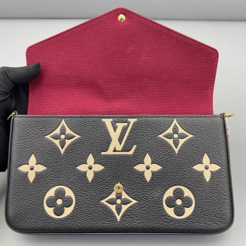 Louis Vuitton Pochette Felicie Chain Wallet Monogram Empreinte Giant Black White