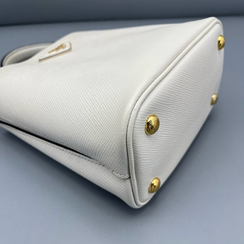 Prada Small Panier Bucket Bag Saffiano Calfskin White