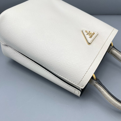 Prada Small Panier Bucket Bag Saffiano Calfskin White