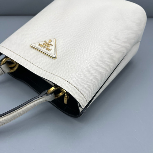Prada Small Panier Bucket Bag Saffiano Calfskin White