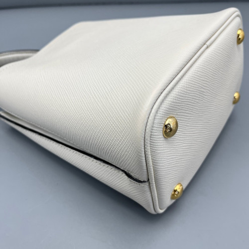 Prada Small Panier Bucket Bag Saffiano Calfskin White
