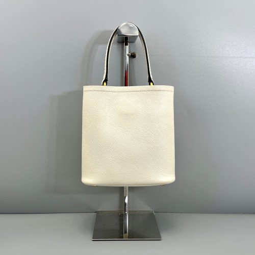 Prada Small Panier Bucket Bag Saffiano Calfskin White
