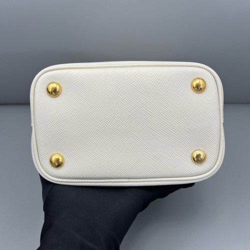 Prada Small Panier Bucket Bag Saffiano Calfskin White