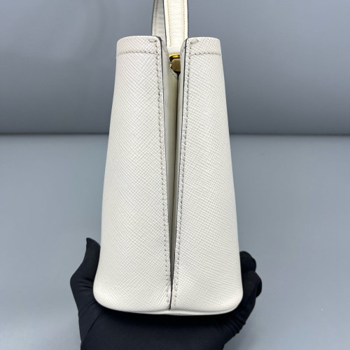Prada Small Panier Bucket Bag Saffiano Calfskin White