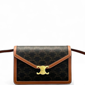 Celine Shoulder Bag Triomphe Brown Dark Grey