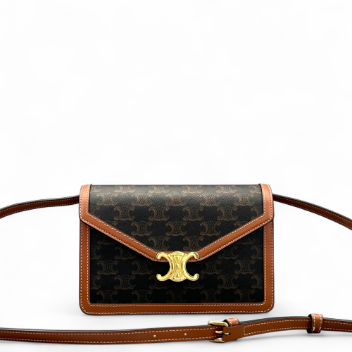 Celine Shoulder Bag Triomphe Brown Dark Grey