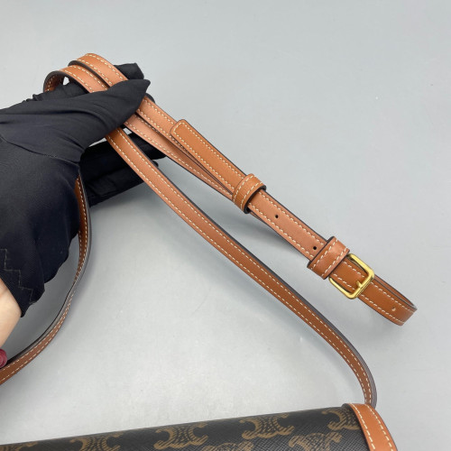 Celine Shoulder Bag Triomphe Brown Dark Grey